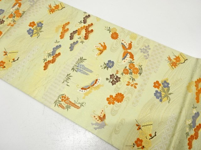 JAPANESE FUKURO OBI / WOVEN BUTTERFLY & WISTERIA